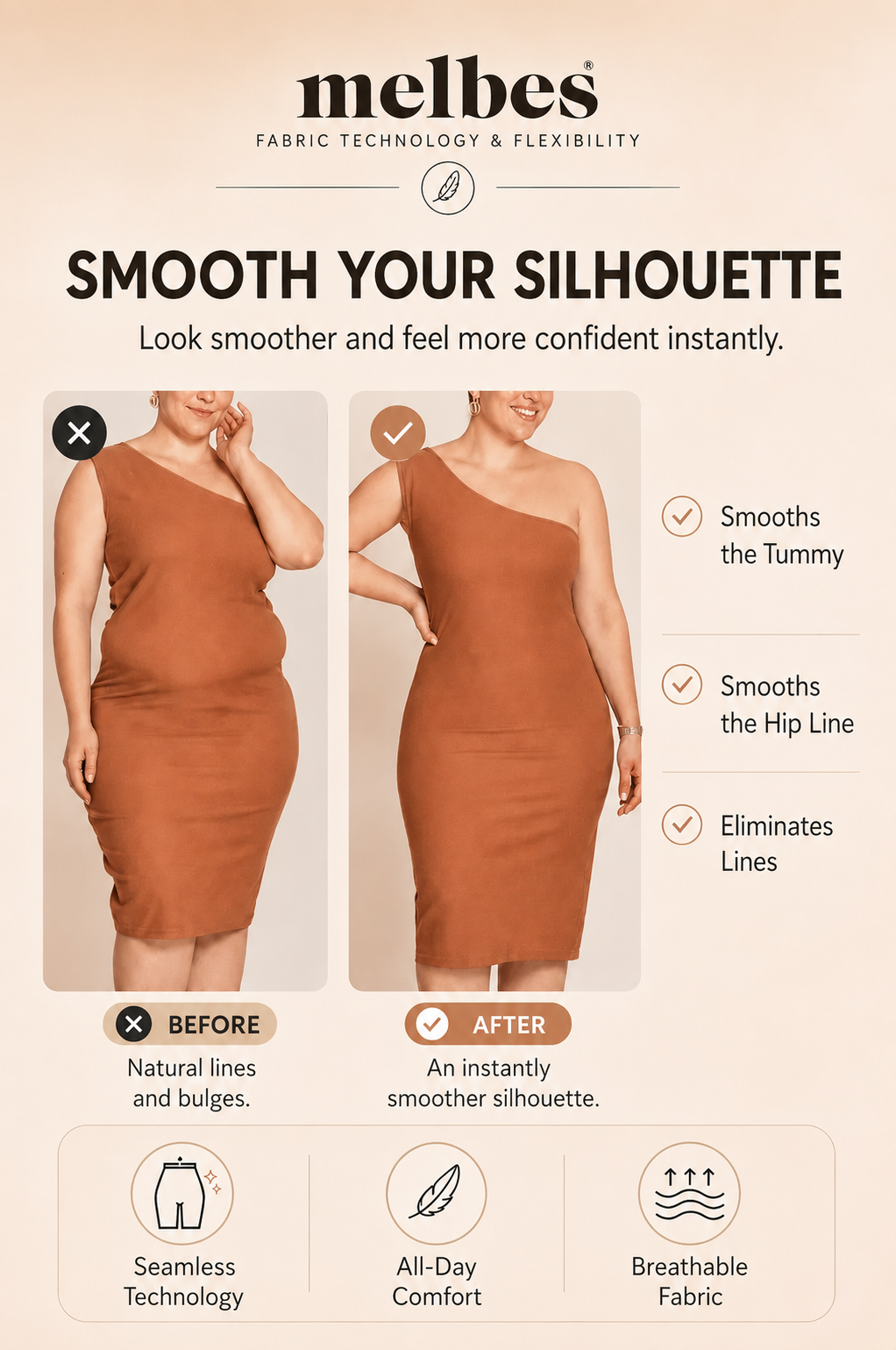 Melbes® Laser Cut Slip Shapewear 1007